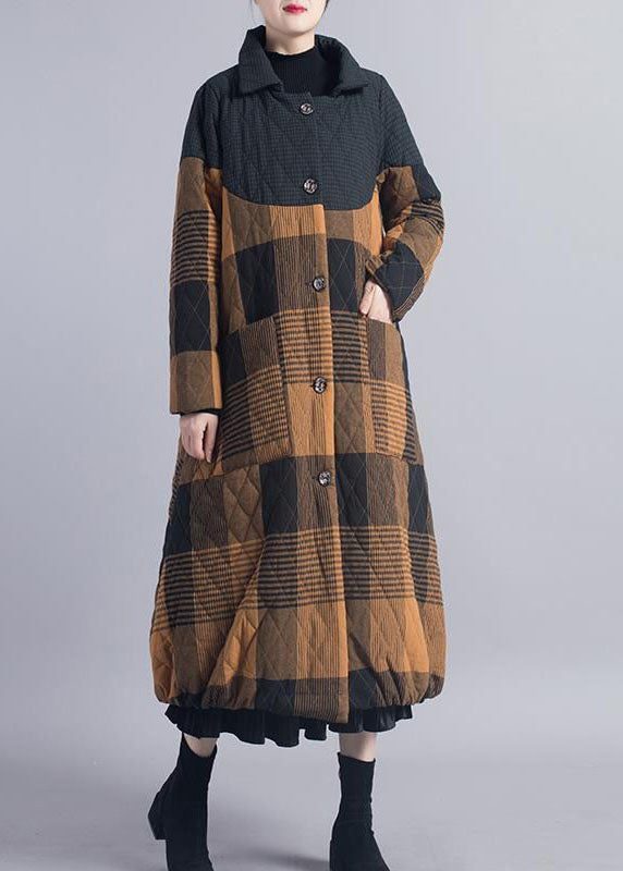 Diy Red Plaid Patchwork Fine Cotton Filled Winter Coat