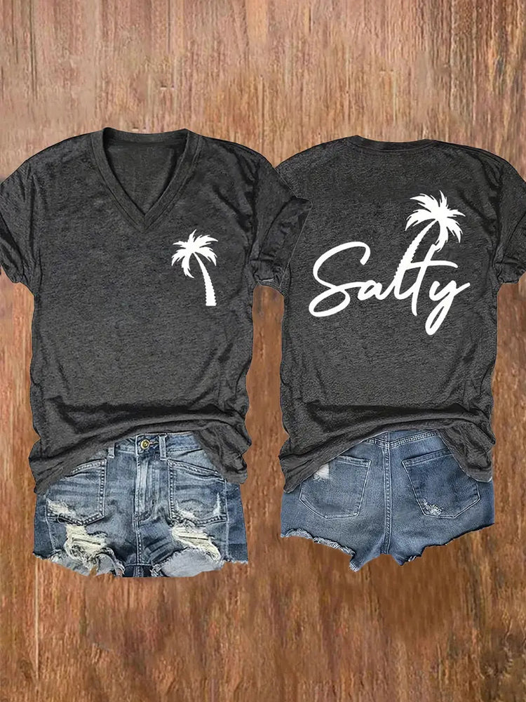 Comstylish Sea Breeze Salty Vacation V-neck Tee