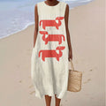 Comstylish Women's Cute Dachshund Art Print Casual Sleeveless Dress