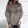 Vintage Contrast Floral Iceland Jacquard Cozy Hoodie Sweater elevenforest