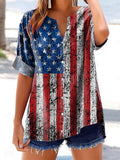 Women's Star National Flag Pattern Art Printed Cotton and Linen Casual