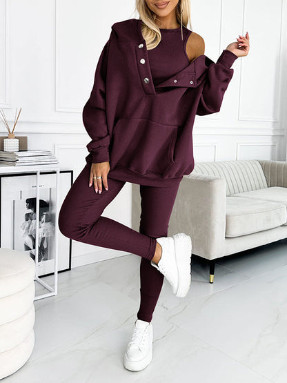(s-5xl) and Comfortable Sweatshirt Three-piece Suit