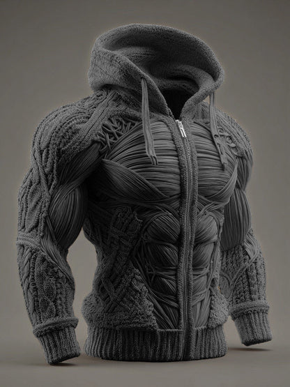 Vintage Muscles Anatomical Art Men's Casual Warm Zip-up Sweater artswardrobe