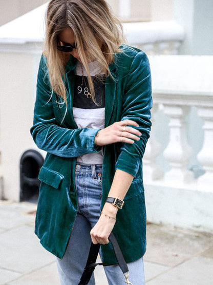 New Color Suit Cardigan Mid-length Jacket