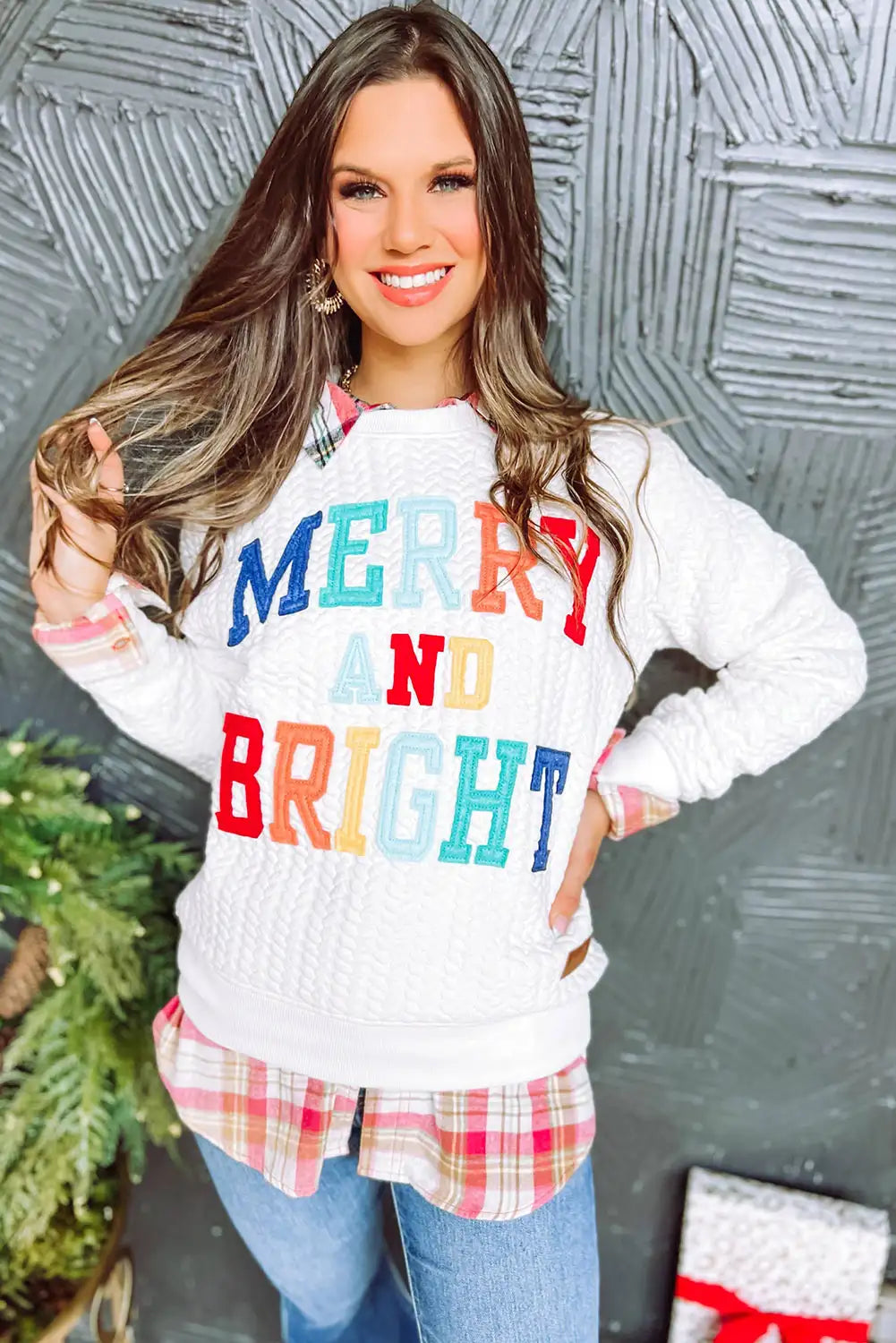 Bright White Cable Knit Pullover Sweatshirt
