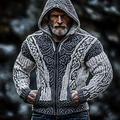 Men's Vintage Celtic Knot Hooded Zip Up Sweater elevenforest