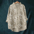 Vintage Floral Lace Embroidered Linen Ruffle Shirt elevenforest