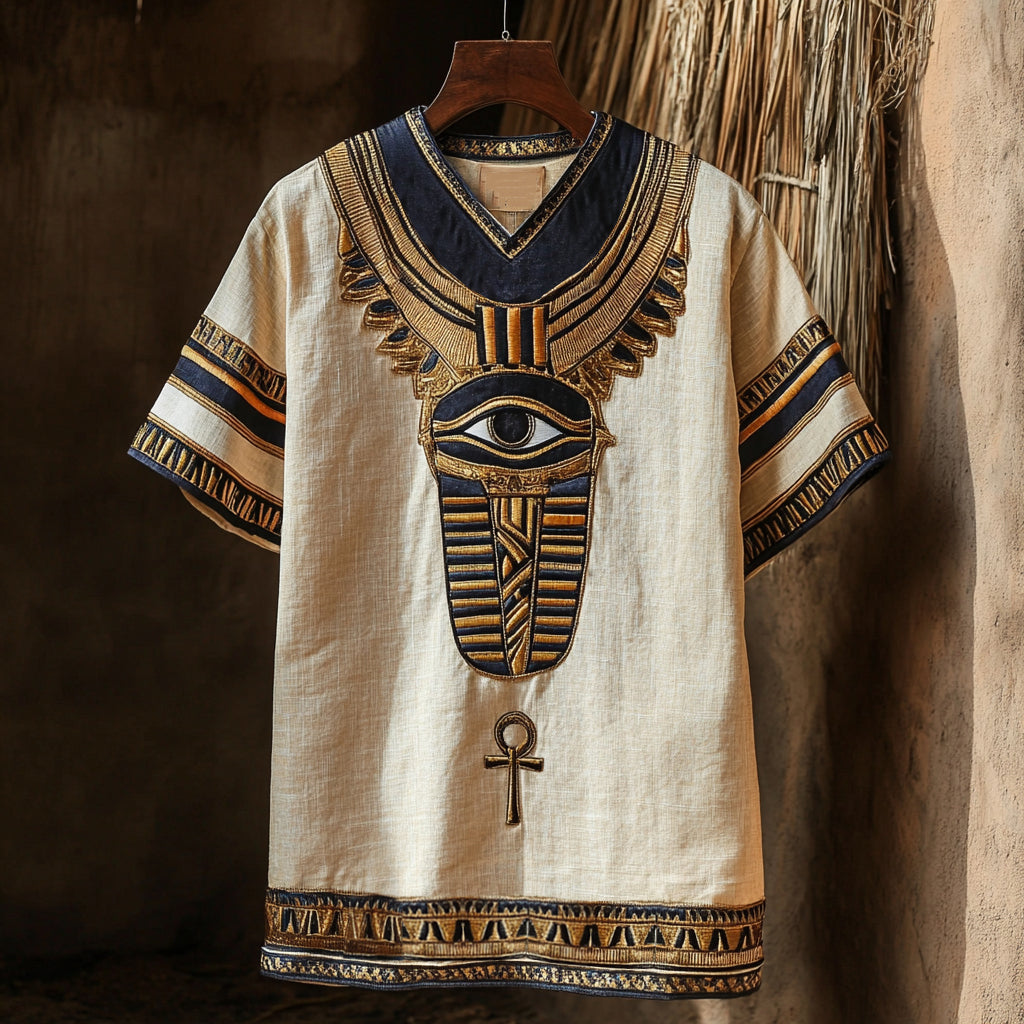 Ankh Ancient Egyptian Eye Of Horus Linen Shirt elevenforest