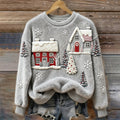 Comstylish Christmas House Art Women's Cozy Plush Sweater