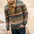 Vintage Knitted Striped Jacquard Crew Neck Sweater elevenforest