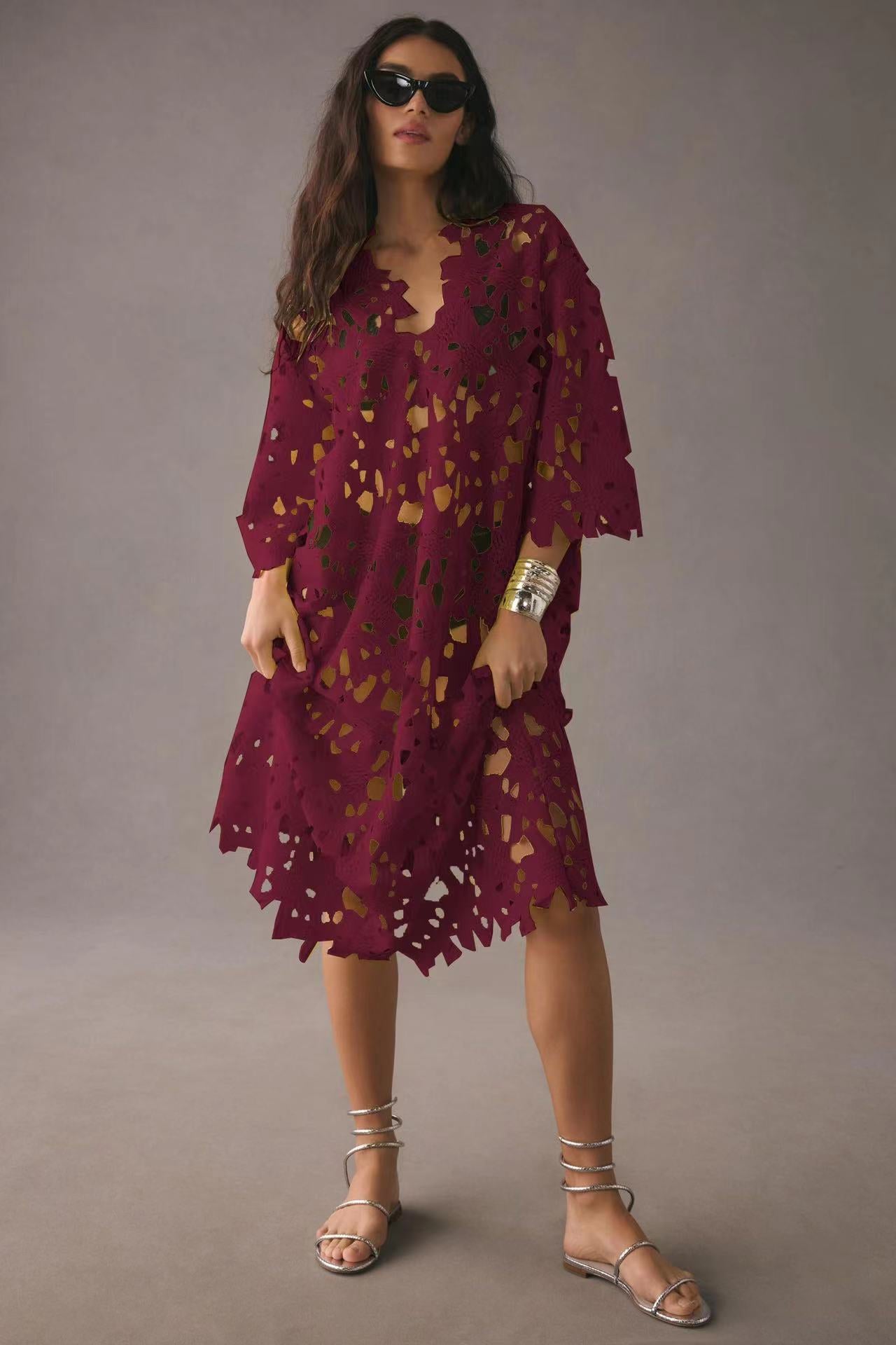 Loose Beach Vacation Blouse Lace Shirt