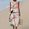 Comstylish Cat Sakura Japanese Art Linen Tank Dress