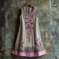 Vintage Celtic Knot With Cherry Blossoms Pattern Linen Tank Dress elevenforest
