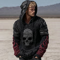 Men's Retro Skull And Flame Inspired Knitted Cozy Hooded Sweater elevenforest
