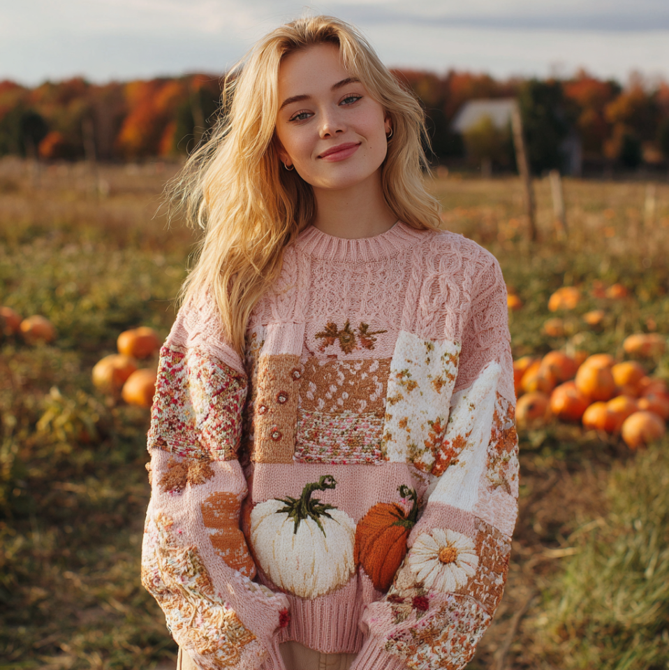 Comstylish Women's Autumn/winter Thanksgiving Round Neck Warmth-giving Knit Sweater