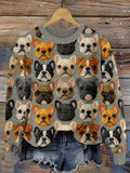 Comstylish French Bulldog Dog Embroidered Cozy Knit Sweater