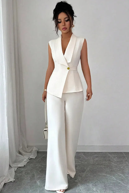 Asymmetric Two Piece Vest Pants Set