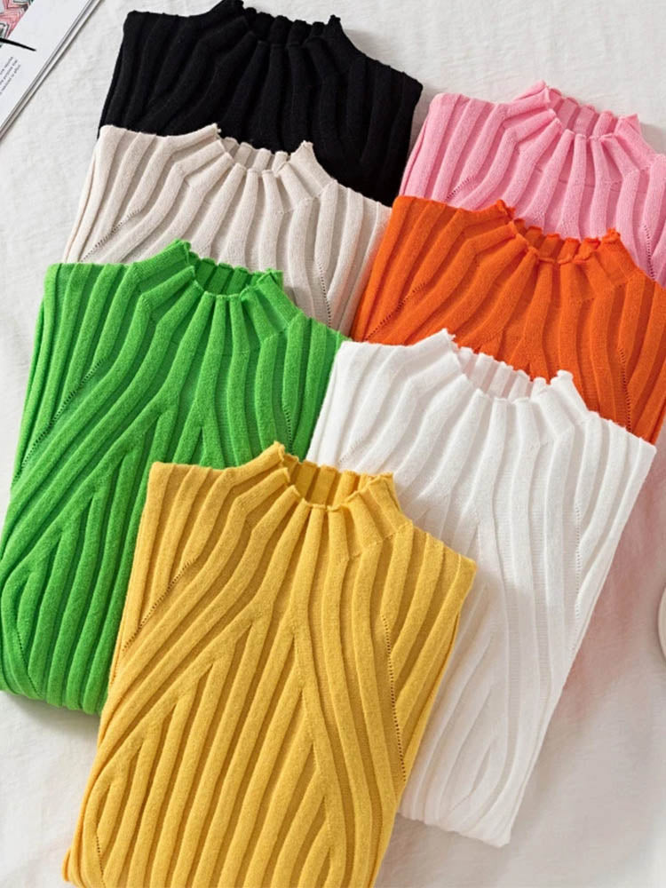 Autumn Knitted Sweater Pullover Long Sleeve Office Lady Jumper Sweater Slim Sweaters Tops New