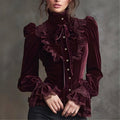 Comstylish Gothic Loose Dress Velvet Retro Long Sleeved Shirt