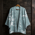Japanese Vintage Cherry Blossom Pattern Casual Kimono Cardigan elevenforest