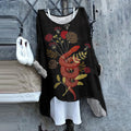 Classy Snake In Floral Art Linen Blend Tunic elevenforest