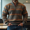 Men'S Retro Geometric Jacquard Zipper Sweater elevenforest