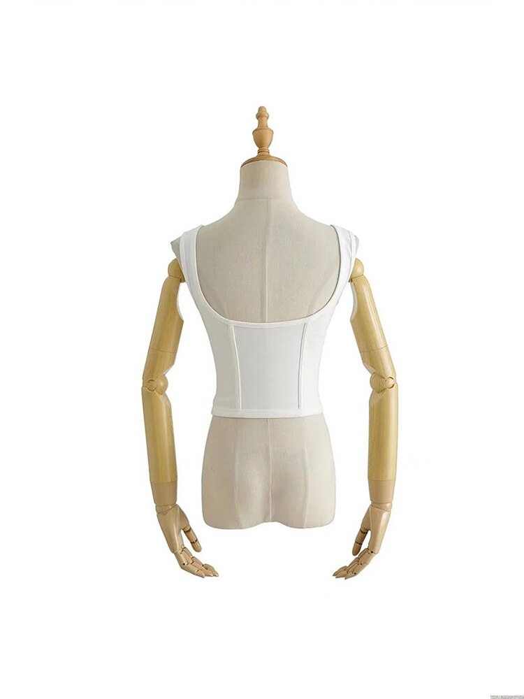 Corset Tank Top With Mesh Detail Mesh Panels Fitted Crop Top