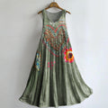 Women's Vintage Bohemian Floral Love Art Print Crew Neck Sleeveless Co