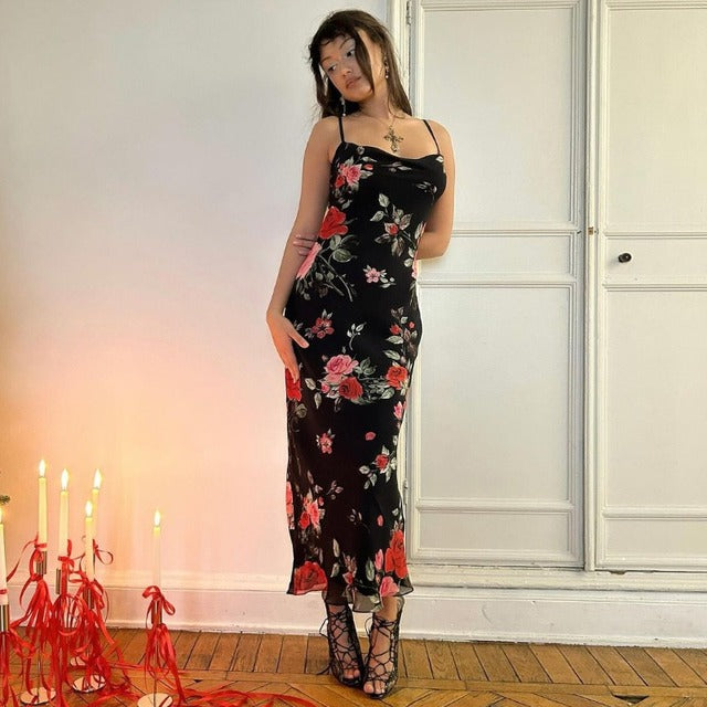 Taruxy Retro Dress Summer Slim Sleeveless Backless Long Dresses Female Party Temperament Maxi Dress Woman