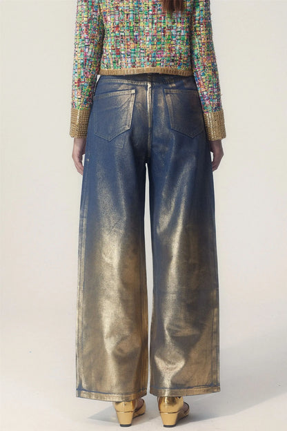 Vicky Straight Leg Gold Foil Jeans