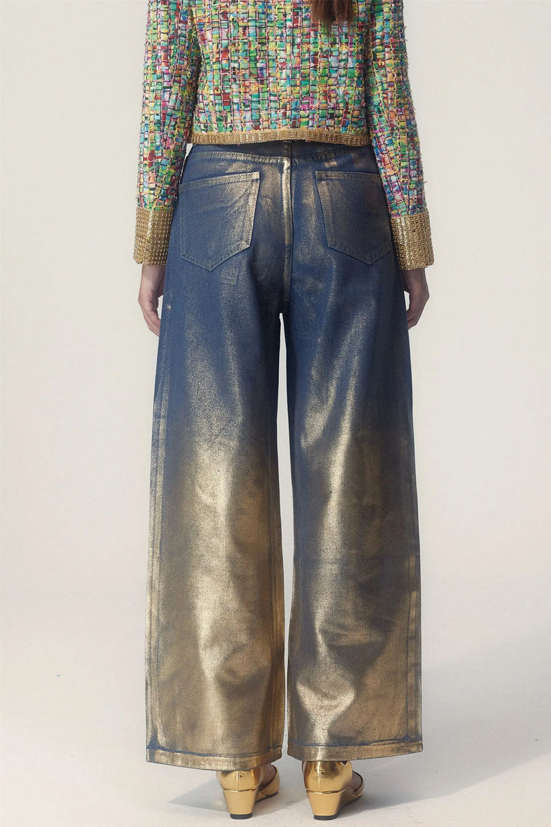 Vicky Straight Leg Gold Foil Jeans