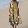 Vintage Loose Persian Art Sleeveless Cotton And Linen Tank Dress elevenforest
