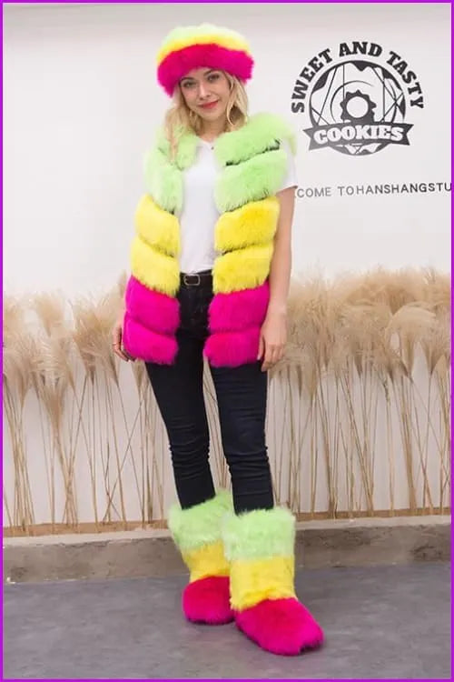 [pre-] {faux Fur} Hairband+vest+boots Set-d4 F1461