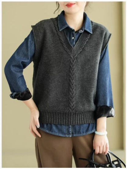 Spring V-neck Knitted Waistcoat