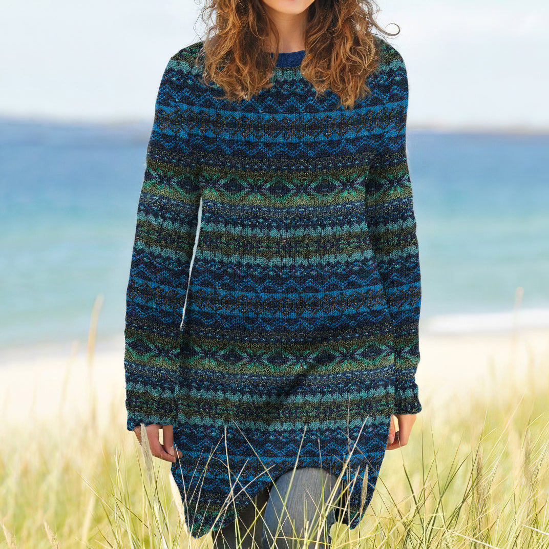 Vintage Tribal Geometry Pattern Cozy Sweater Dress elevenforest