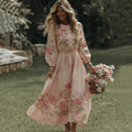 Women's Vintage Rose Art Flowy Maxi Dress elevenforest
