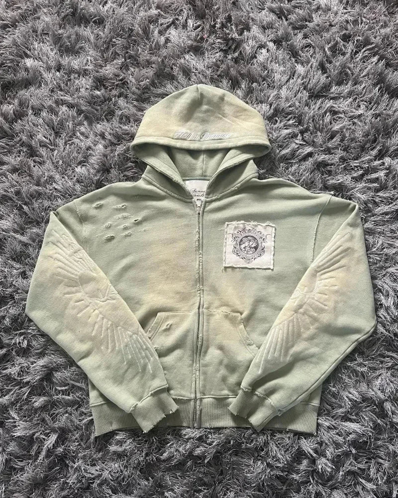 Dark Zipper Joined Hoodie