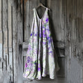 Vintage Violet Floral Art Linen Tank Dress elevenforest