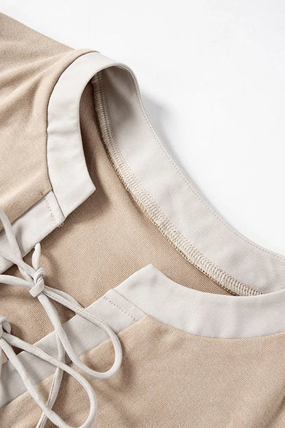 Bandage Patchwork O Neck T-shirts