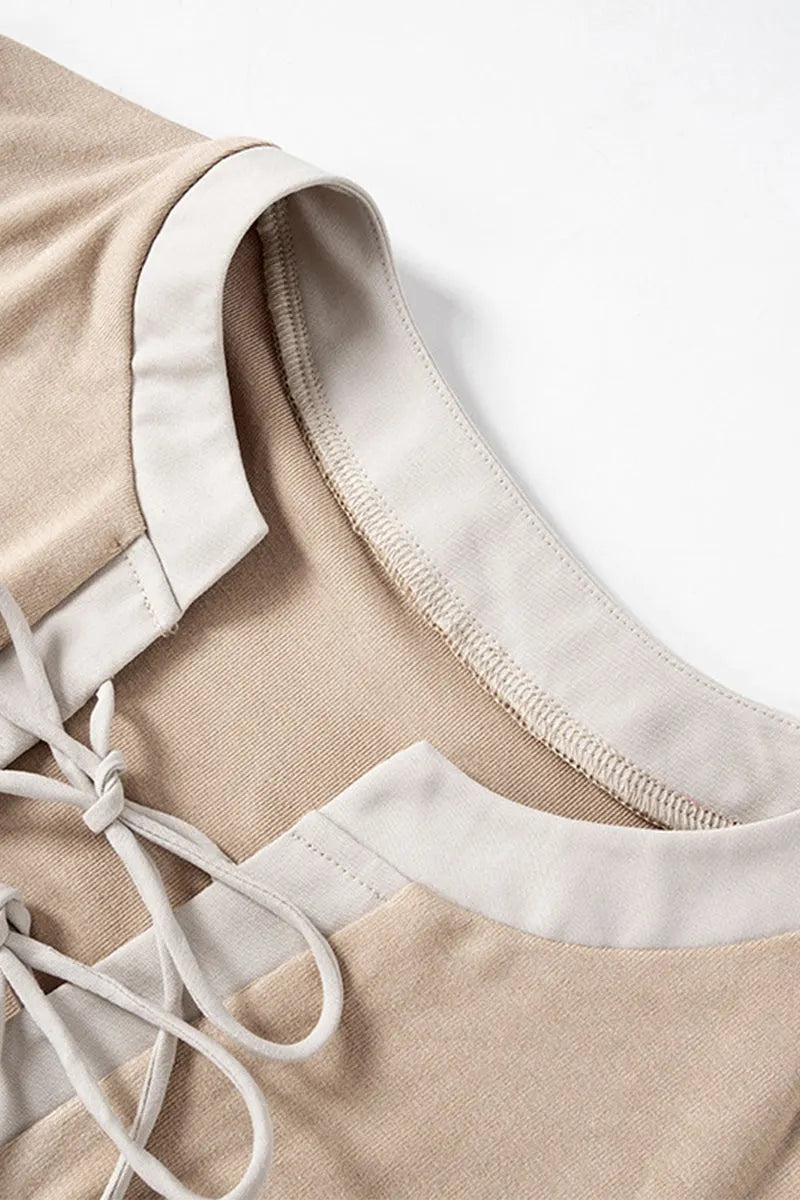 Bandage Patchwork O Neck T-shirts