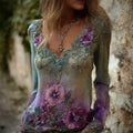Forest Classy Flowers Beaded Gradient Linen Tunic elevenforest