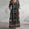 Women's Vintage Swedish Folk Floral Art Cotton And Linen Dress elevenforest