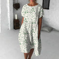 Retro Floral Art Flowy Midi Dress elevenforest