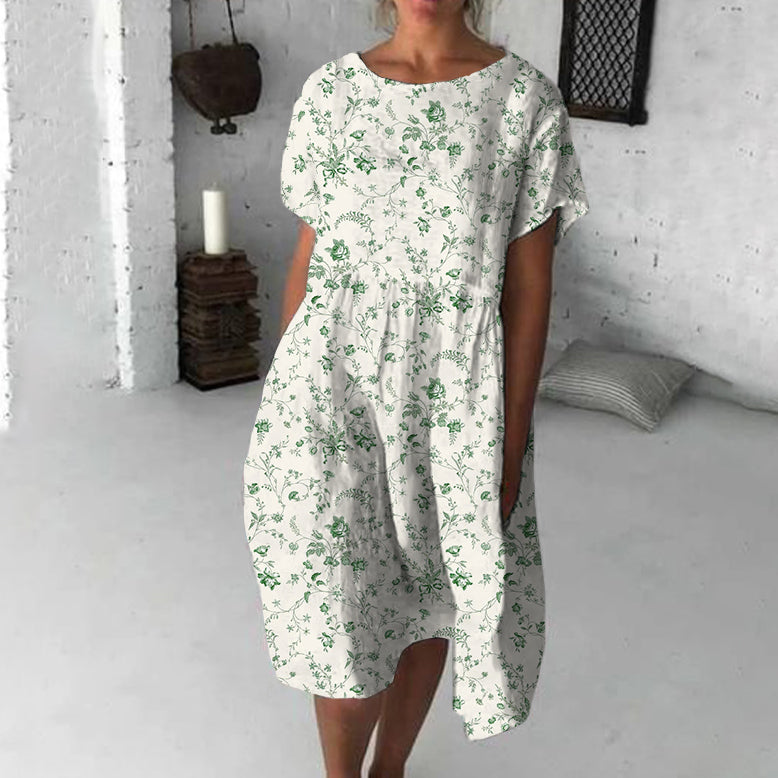 Retro Floral Art Flowy Midi Dress elevenforest