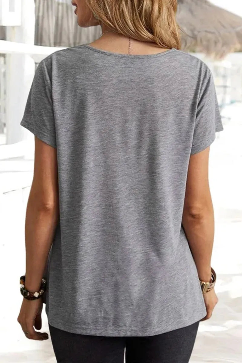 Daily Asymmetrical U Neck T-shirts(5 Colors)