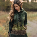 Women's Gradient Celtic Knot Cozy Hooded Sweater elevenforest