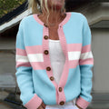 Comstylish Trans Flag Inspired Colorblock Cozy Knit Cardigan