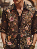 Bohemian Embroidered Flower Lapel Long-sleeved Shirt elevenforest