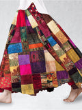 Vintage Boho Patchwork Linen Flowy Skirt elevenforest