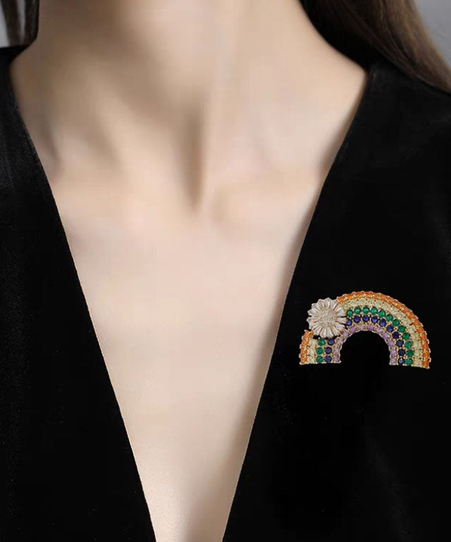 Rainbow Zircon Crystal Rainbow Brooches